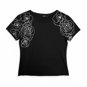 Archive Diesel Y2K Black Rose Graphic Baby Tee • Distressed Indie Sleaze S